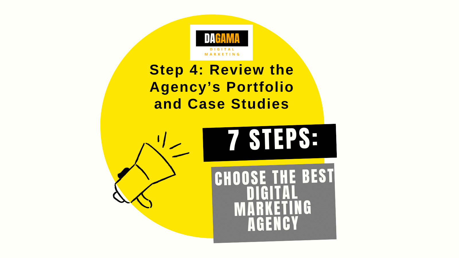 7 Steps: Choose The Best Digital Marketing Agency, picture of a megaphone.